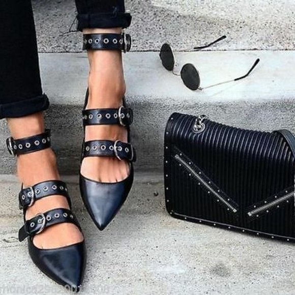 Zara Shoes - Zara Grommet buckle Flat Shoes 40